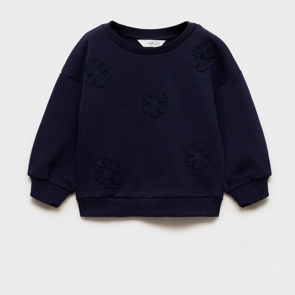 Mango Navy Floral Appliqué Sweatshirt for Kids